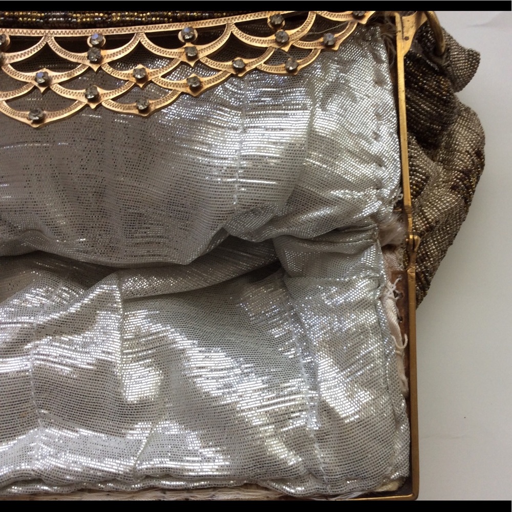 Vintage bag Small Bag  Art Deco theatre bag Gold beaded bag small bag unique bag - Picture 4 of 8