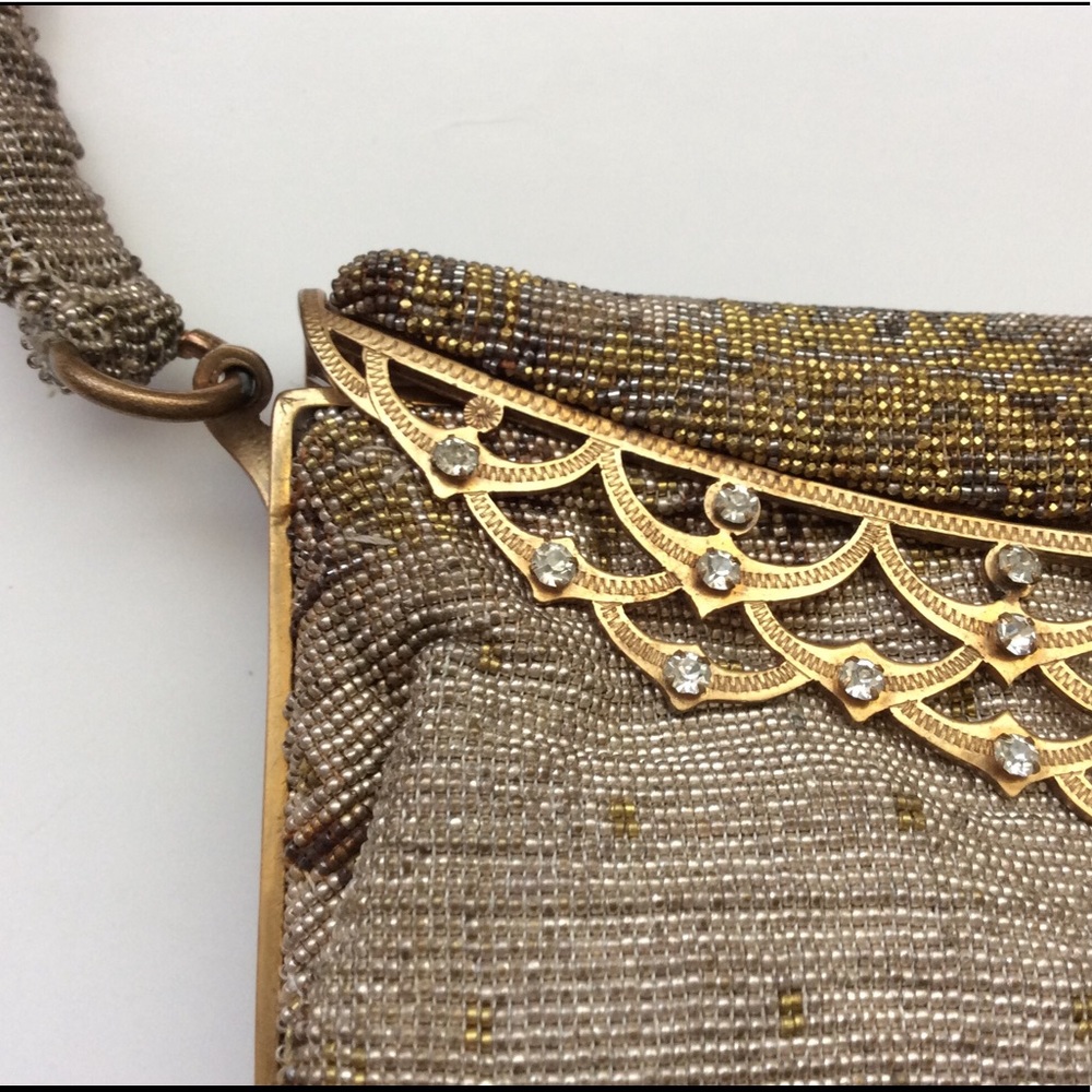 Vintage bag Small Bag  Art Deco theatre bag Gold beaded bag small bag unique bag - Picture 6 of 8
