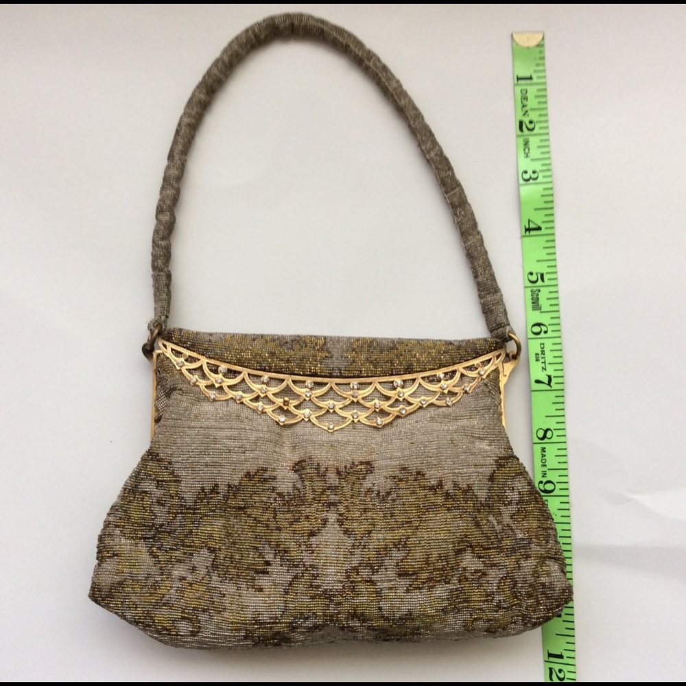 Vintage bag Small Bag  Art Deco theatre bag Gold beaded bag small bag unique bag - Picture 8 of 8