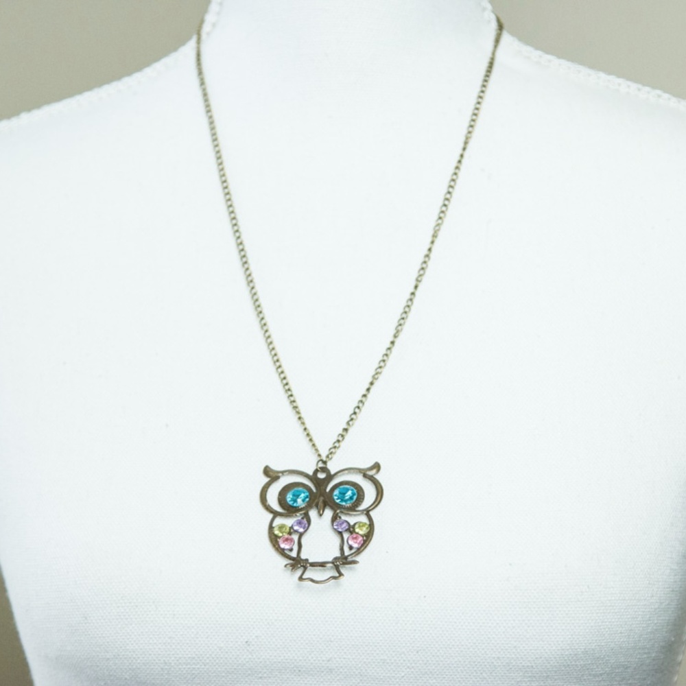 Multi Color Owl Pendant Necklace