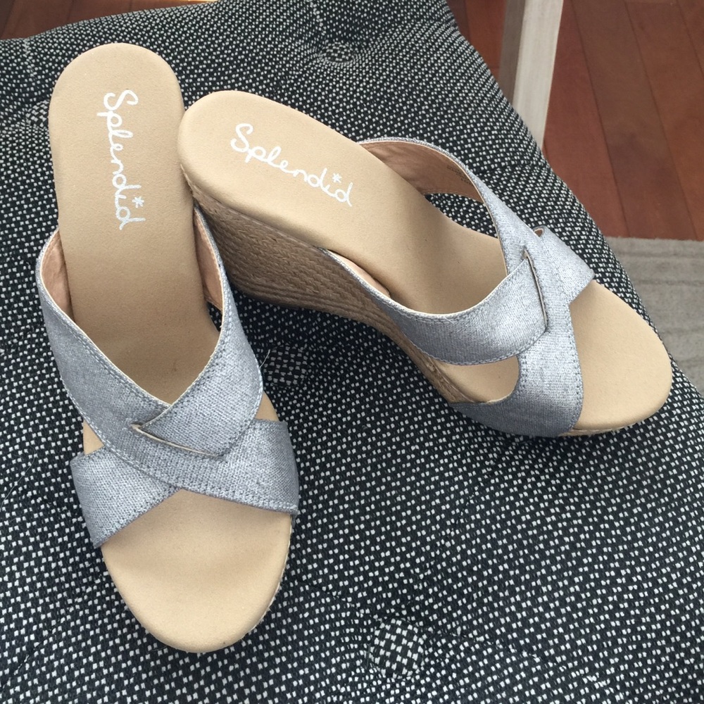 Anthropologie Silver Wedges