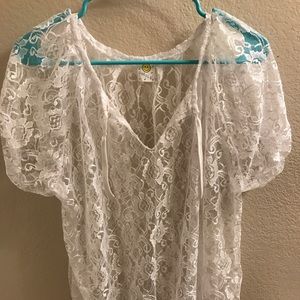 White Lace Overlay Blouse