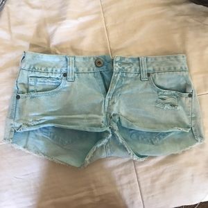 Low rise blue jean shorts