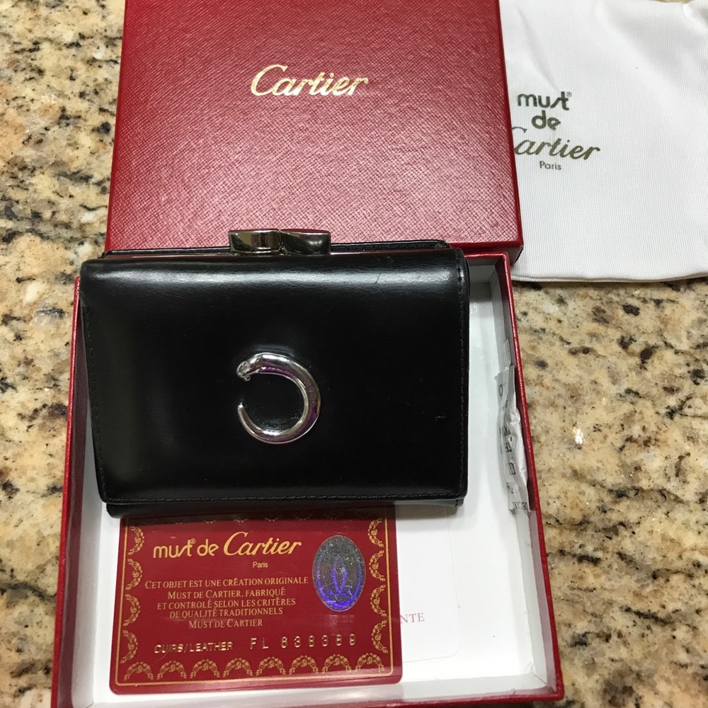 Authentic cartier small leather french wallet