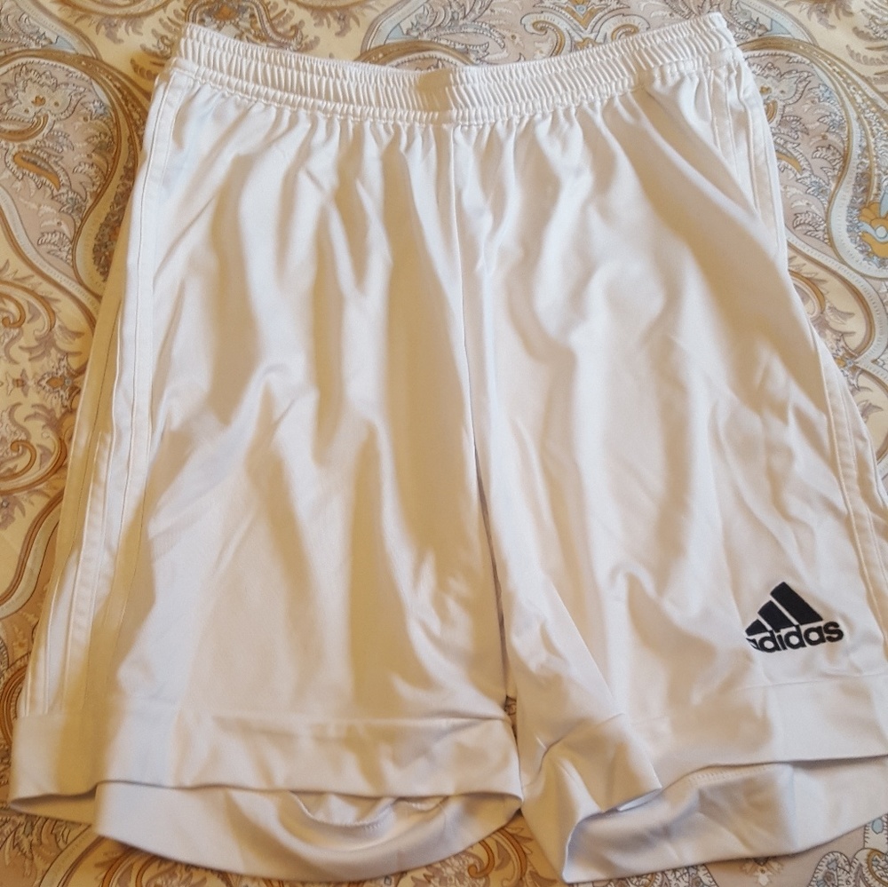 Small white Adidas basketball shorts
