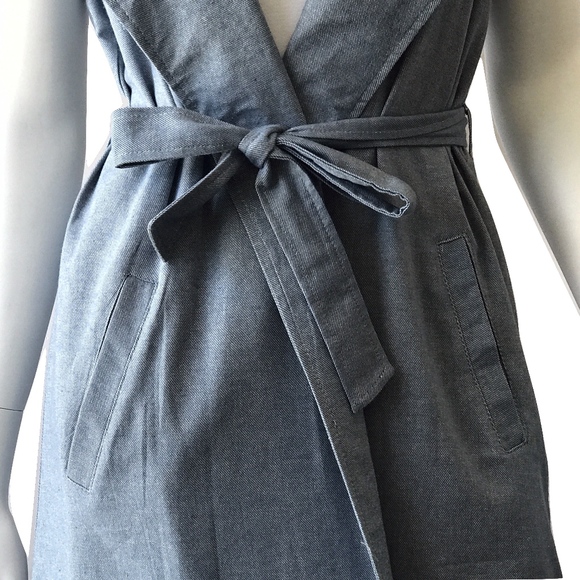 Denim Sleeveless Trench Coat - Picture 3 of 8