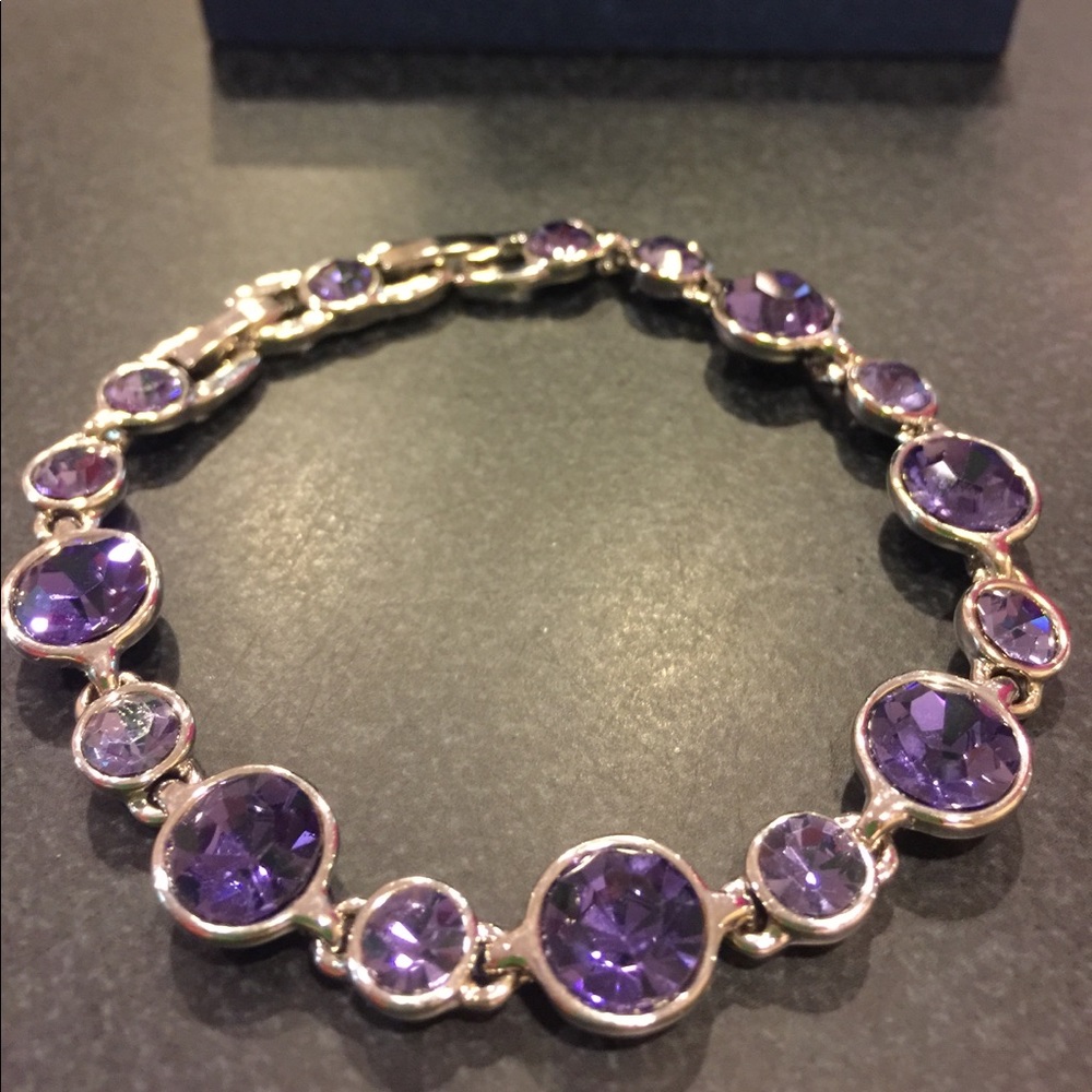 Bright Purple Swarovski Crystal Bracelet with box