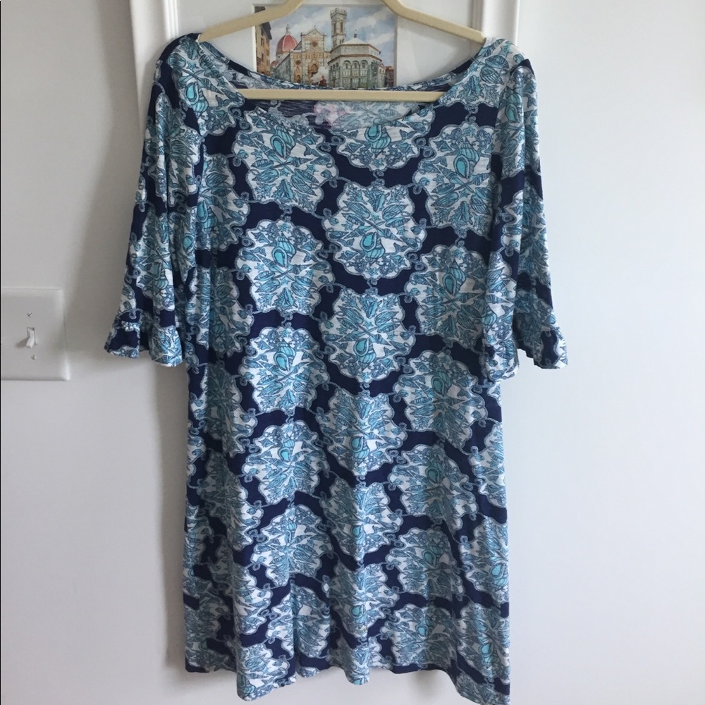 Cotton Lilly Pulitzer Navy & White Seashell Dress