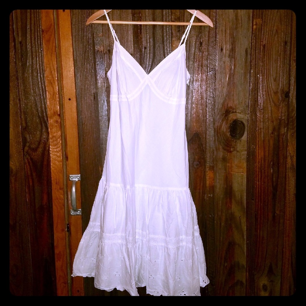 Cotton Knee-Length Sundress w/ Eyelet Trim, Sz Med