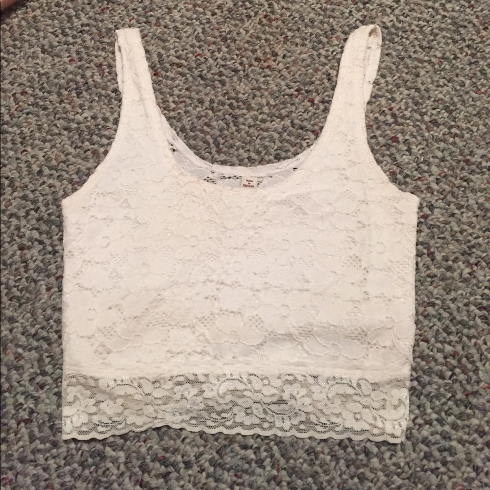 White lace crop top