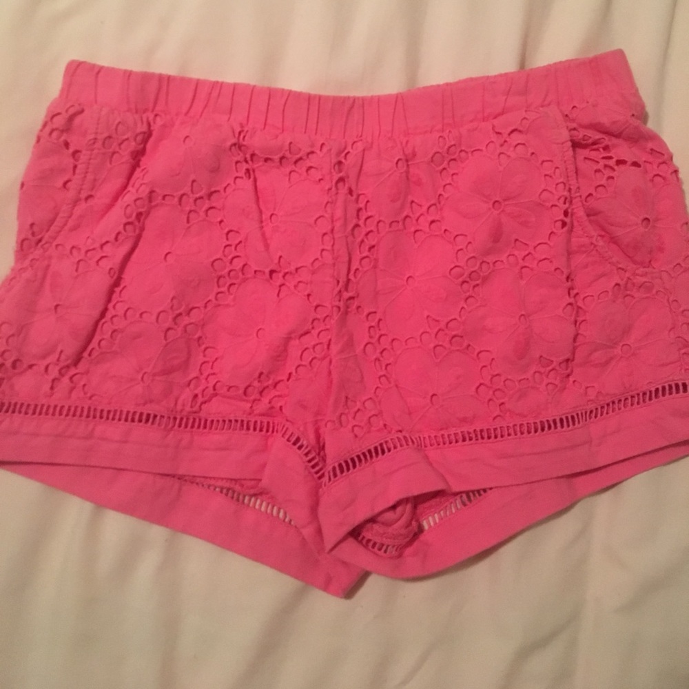 Lily Pulitzer Hot pink crochet shorts