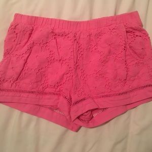 Lily Pulitzer Hot pink crochet shorts