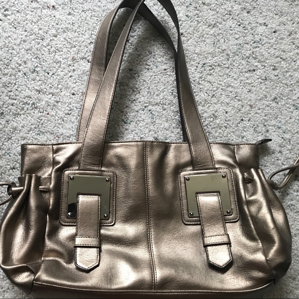 Unique Gold buckle & tie purse/briefcase bad