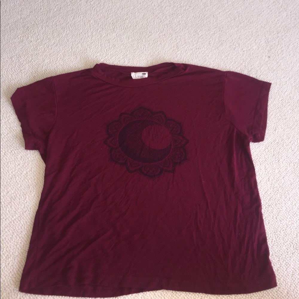Maroon floral design moon shirt