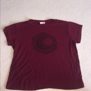 Maroon floral design moon shirt