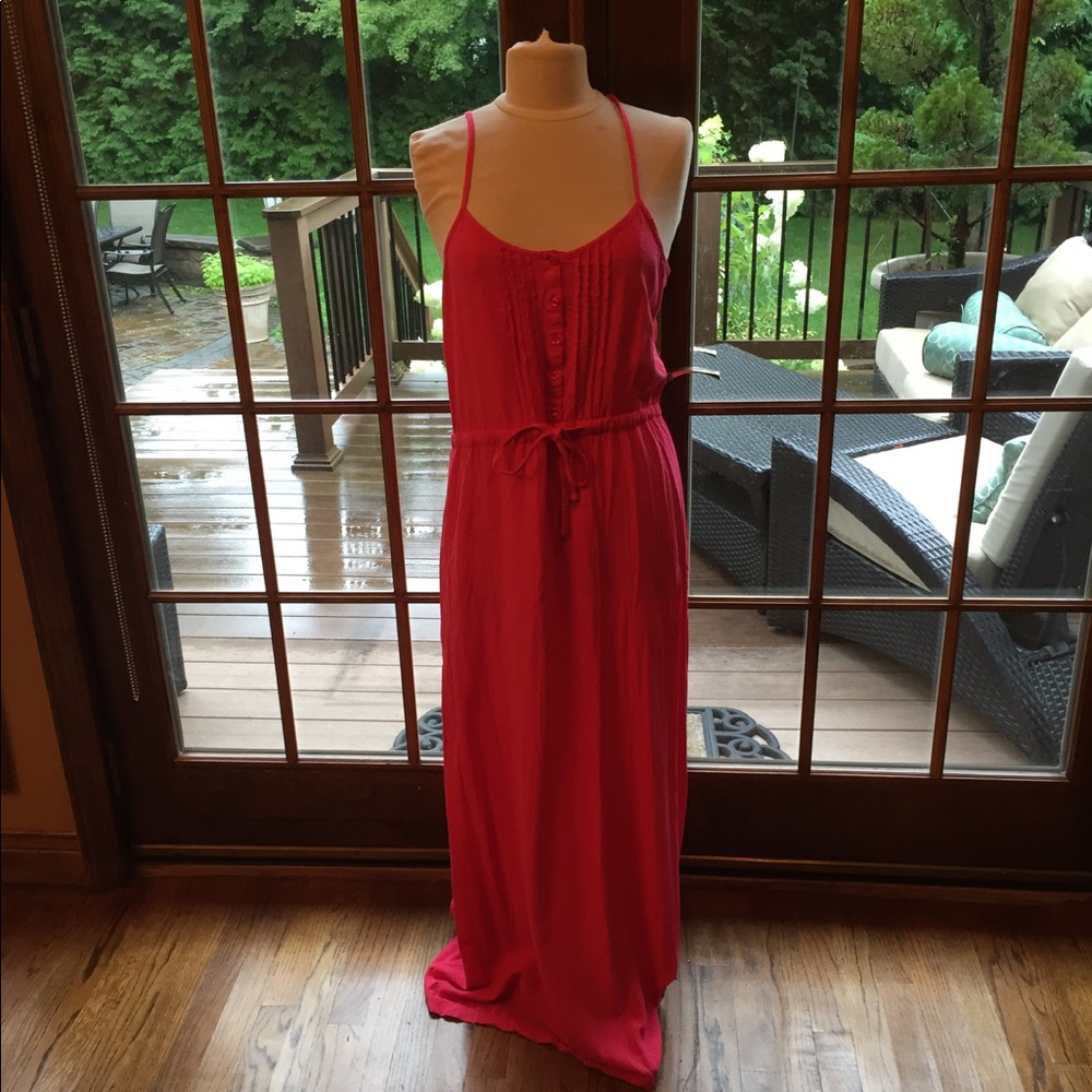 Pink Maxi Dress size large drawstring waist