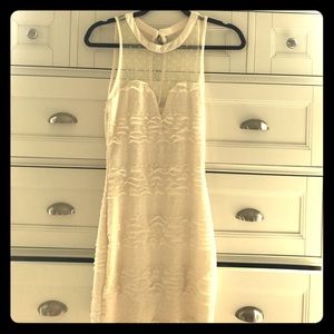 Just Me Lace Cream Mini Dress in XS