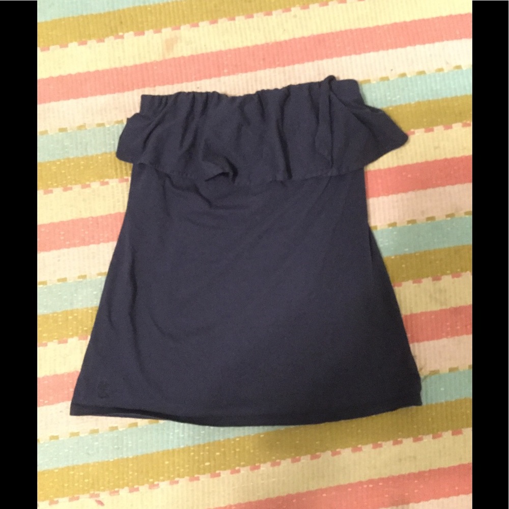 Strapless navy blue top