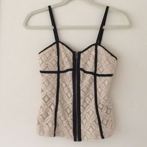 Urban Outfitters Black and Cream Lace Corset