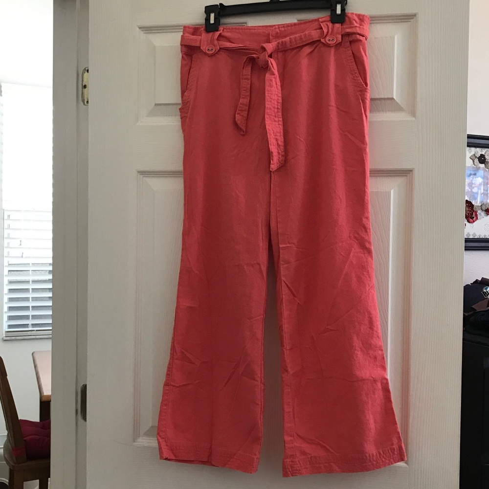 Coral Linen Pants