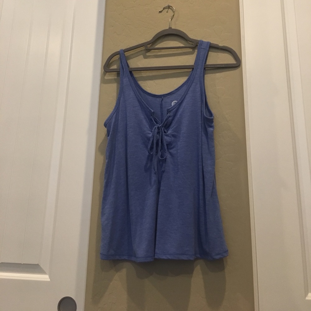 Blue front lace up shirt