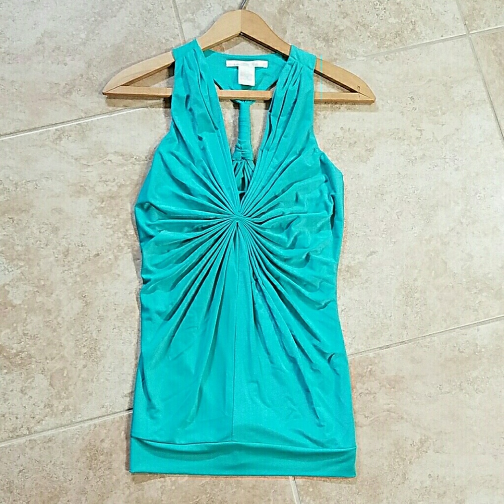 Charlotte Russe turquoise ruched halter top