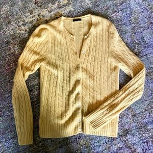 J. Crew Yellow Cable-knit Cashmere Blend Cardigan