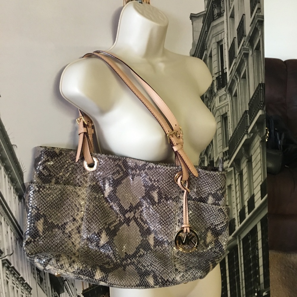 Python print leather MK tote