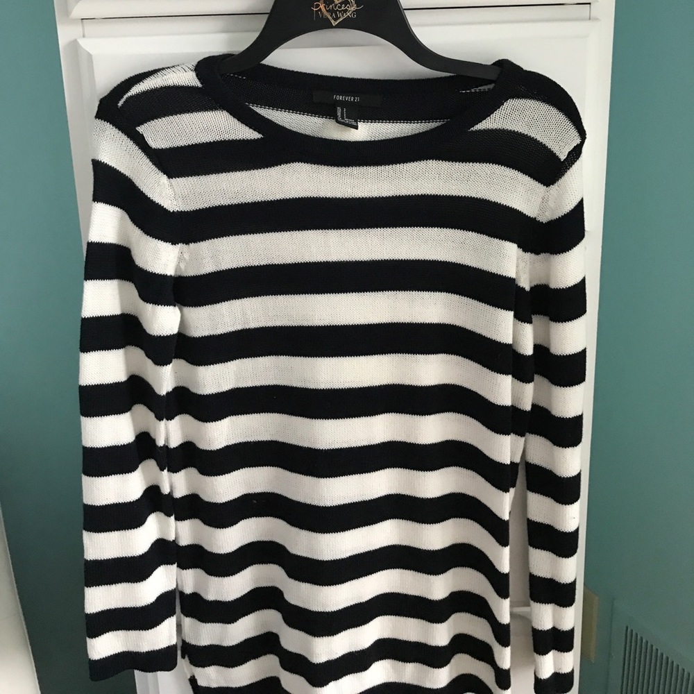 Forever 21- Long Sleeve Navy Striped Sweater