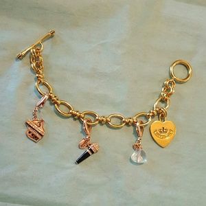 Gold Juicy Couture charm bracelet w/  great charms