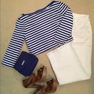 Target- Merona Boatneck Blue Striped Shirt