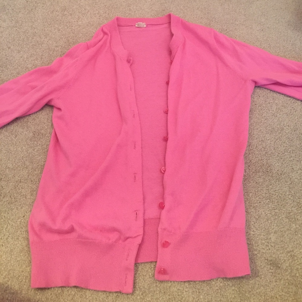 pink women's jcrew cardigan