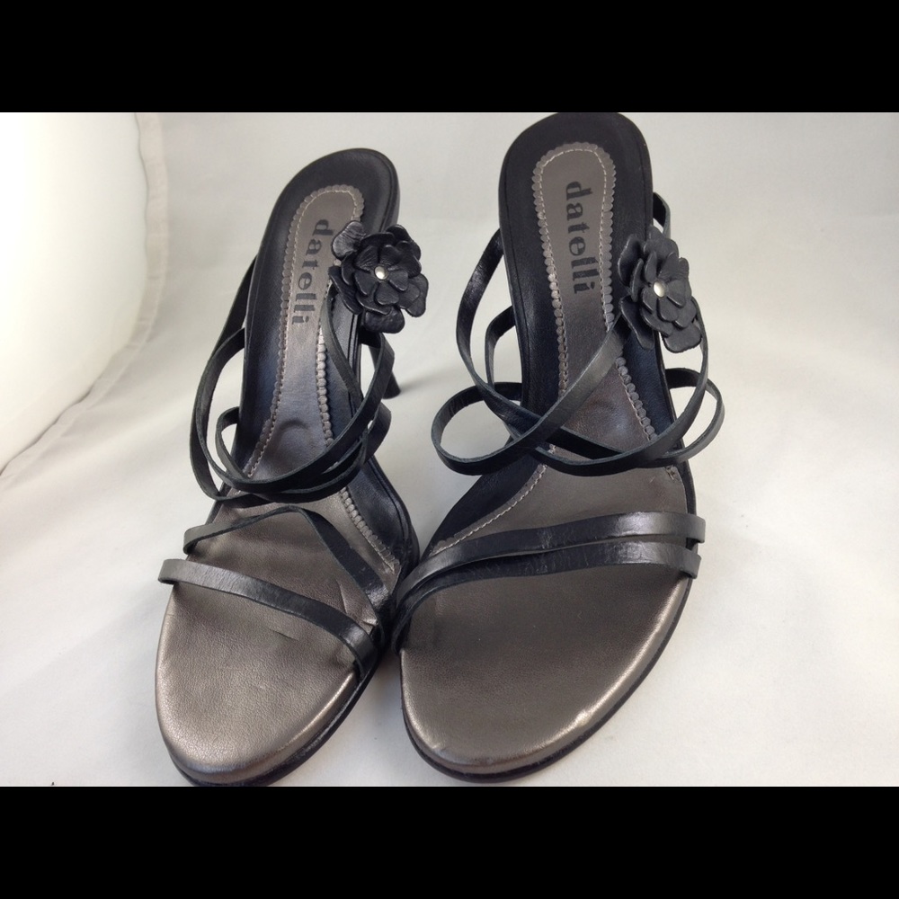Datelli Black Strap Leather Sandals
