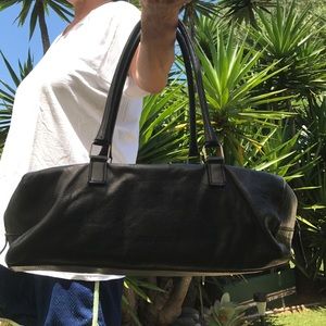 Miu miu black leather satchel w zipper