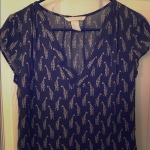 Giraffe Print V-Neck Top