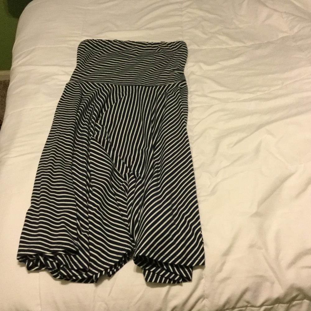 Navy and white stripes sleeveless short dress