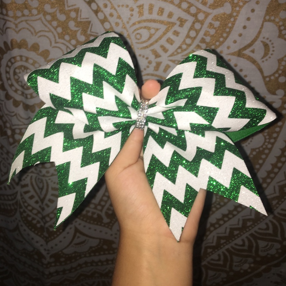 Green Chevron Cheer Bow