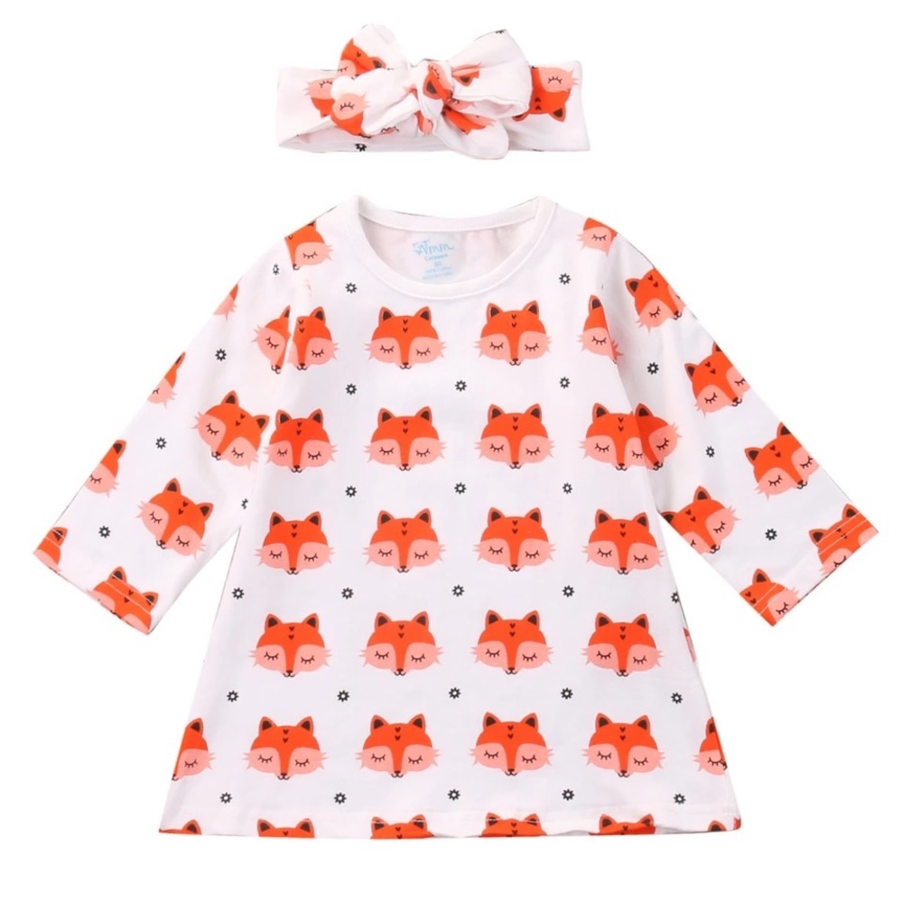 Little Fox long sleeved dress & matching headband