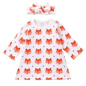 Little Fox long sleeved dress & matching headband