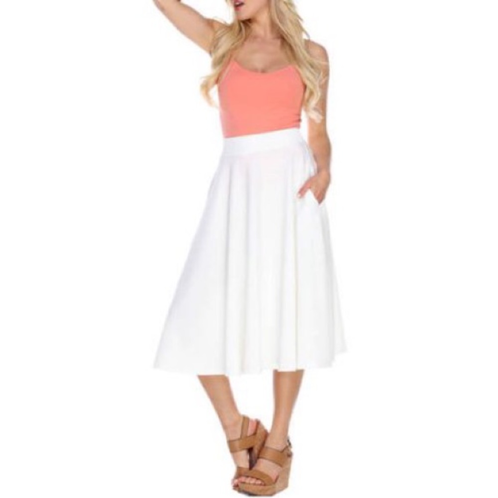 🎀 Temt Flared High-Waisted A-Line Tie-Waist Midi!