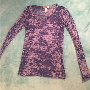V neck long sleeve sheer shirt