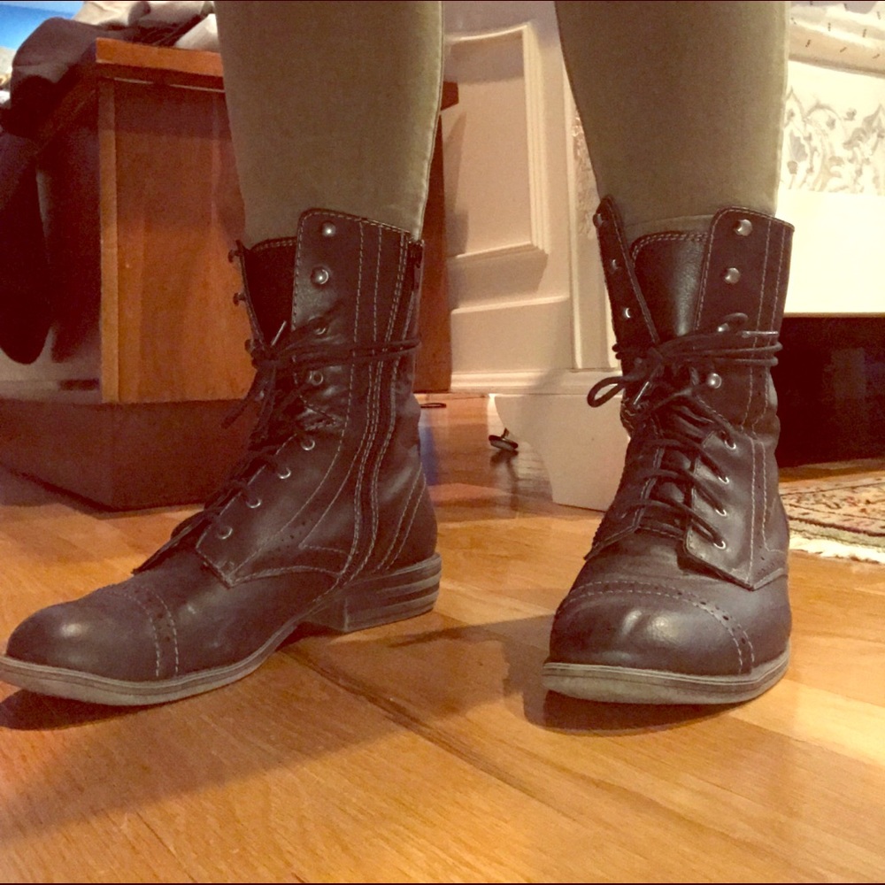 Black combat boots