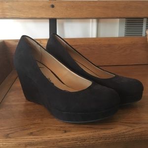 Black suede formal heels