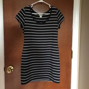 Navy Blue & White Bodycon Dress