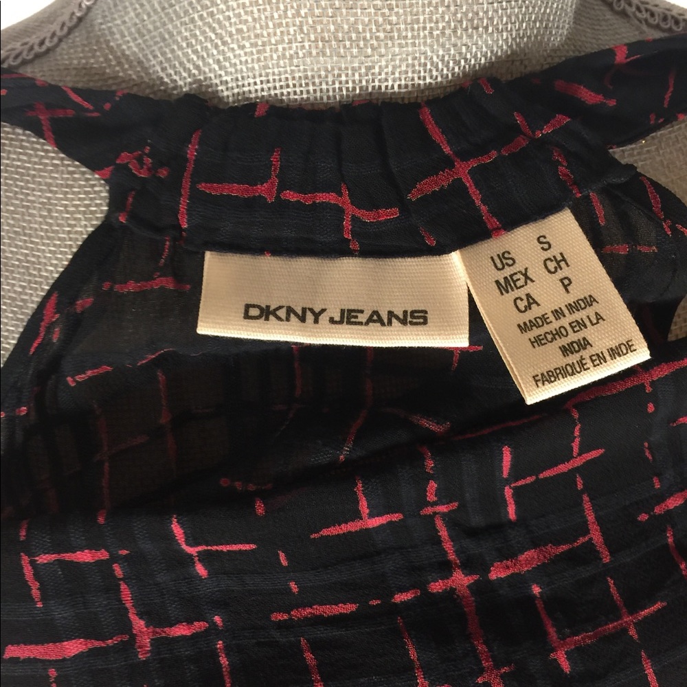 DKNY, Pink and Black, Sheer Top, SZ S - Picture 7 of 8
