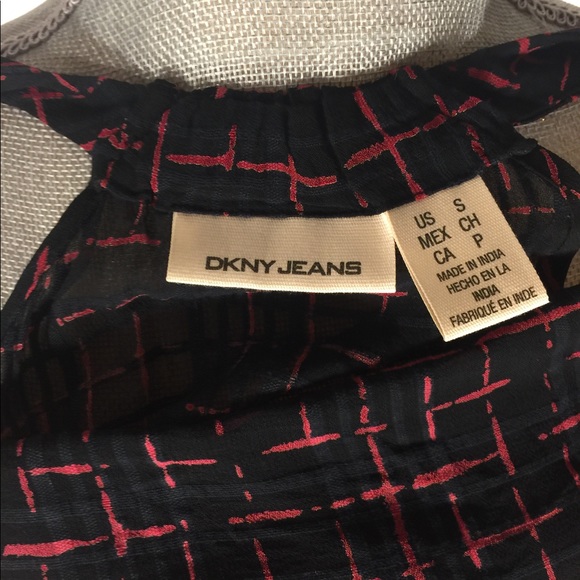 DKNY, Pink and Black, Sheer Top, SZ S - Picture 7 of 8