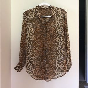 Equipment leopard button down blouse