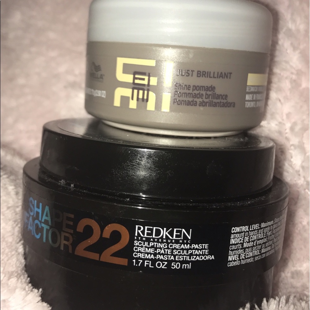 Redken shape factor 22  wella brilliance pomade