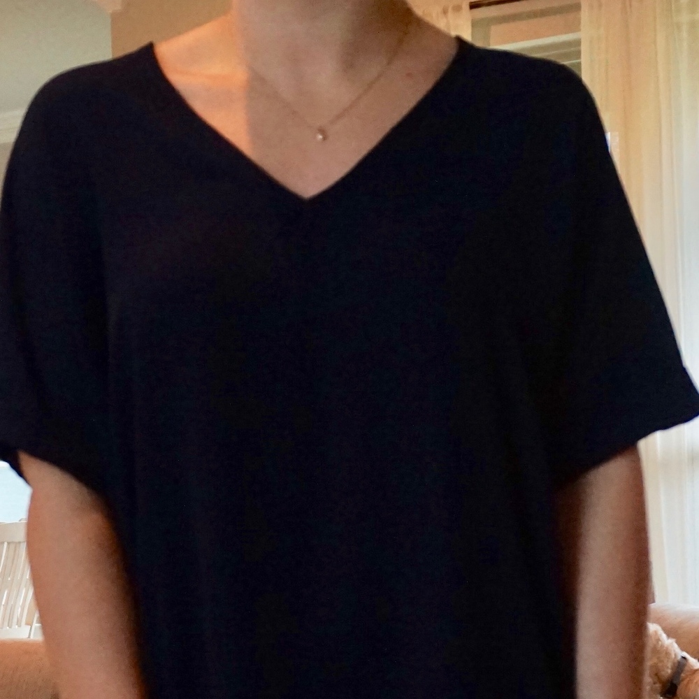 Navy Blue short sleeve blouse