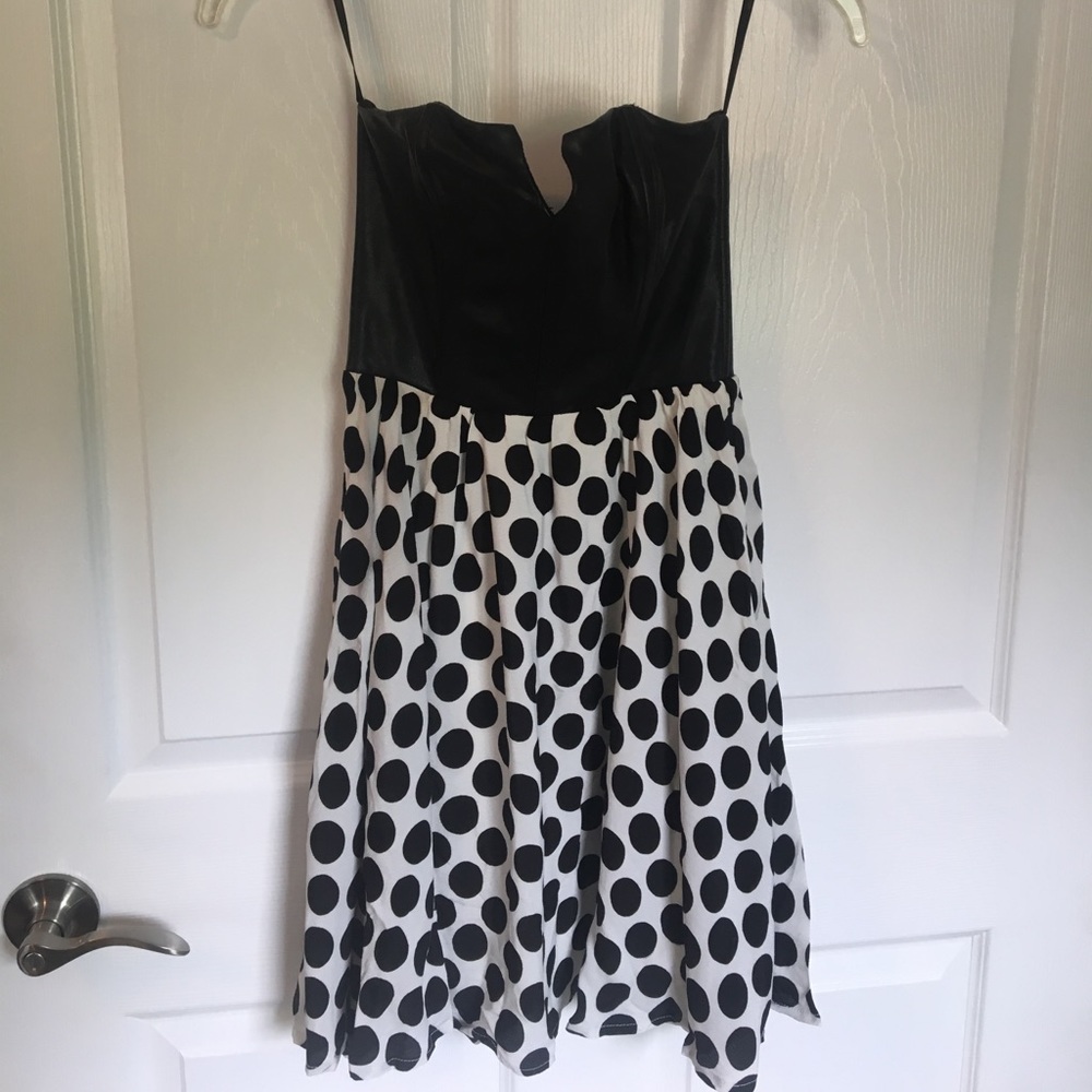 Ella Moss faux leather and polka dot dress